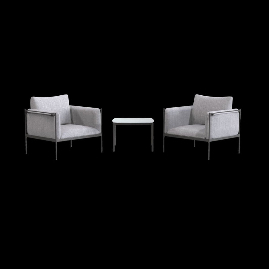 Bricocenter COFFEE SET 2 Seats naterial, 2 aluminum armchairs and table with anthracite glass top