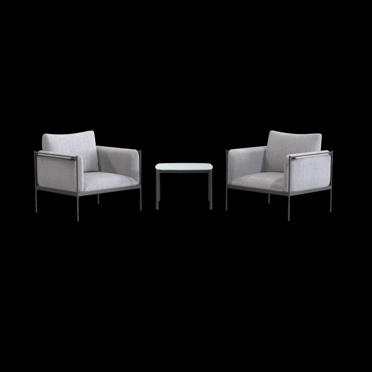 Bricocenter COFFEE SET 2 Seats naterial, 2 aluminum armchairs and table with anthracite glass top