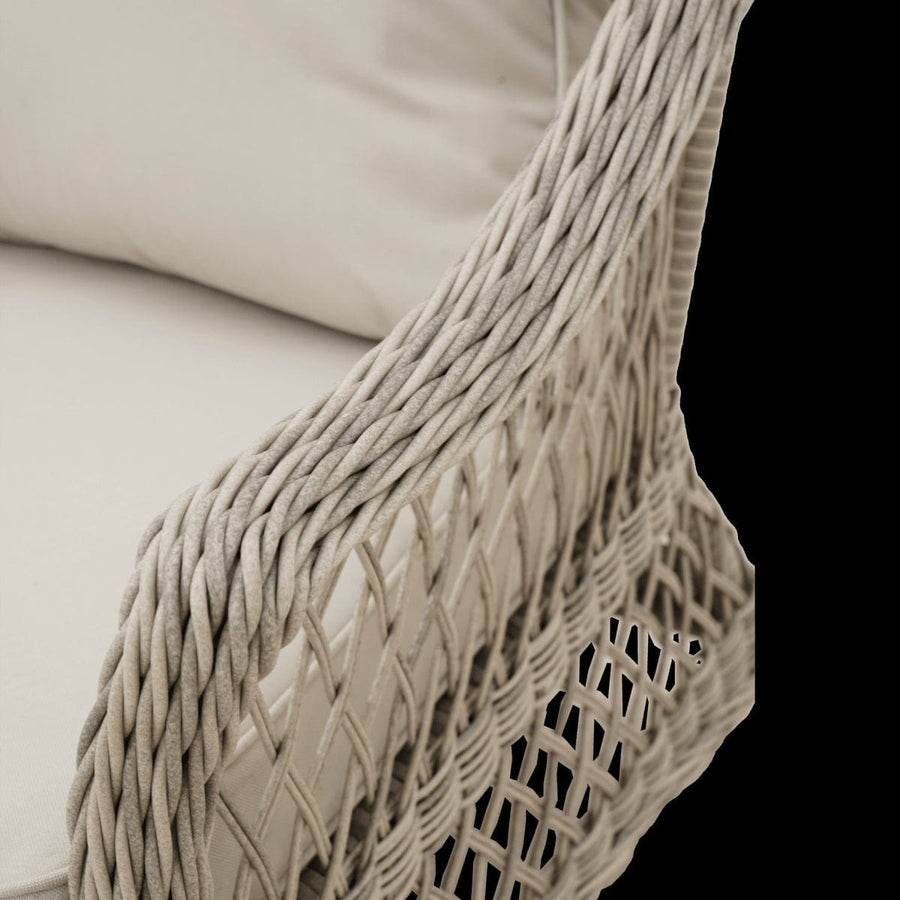 Bricocenter COFFEE SET 5 PLACES NATERIAL IDYLL TABLE 2 ARMCHAIRS AND SOFA ALUMINIUM AND NATURAL WICKER