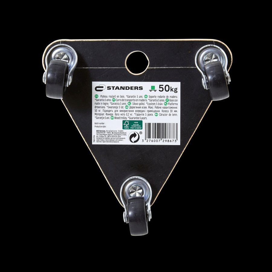 Bricocenter BASE MOVES ALL TRIANGULAR, MEASURES 15.0X13.5X5.3 CM CAPACITY 50 KG, 3 WHEELS DIA. 30MM