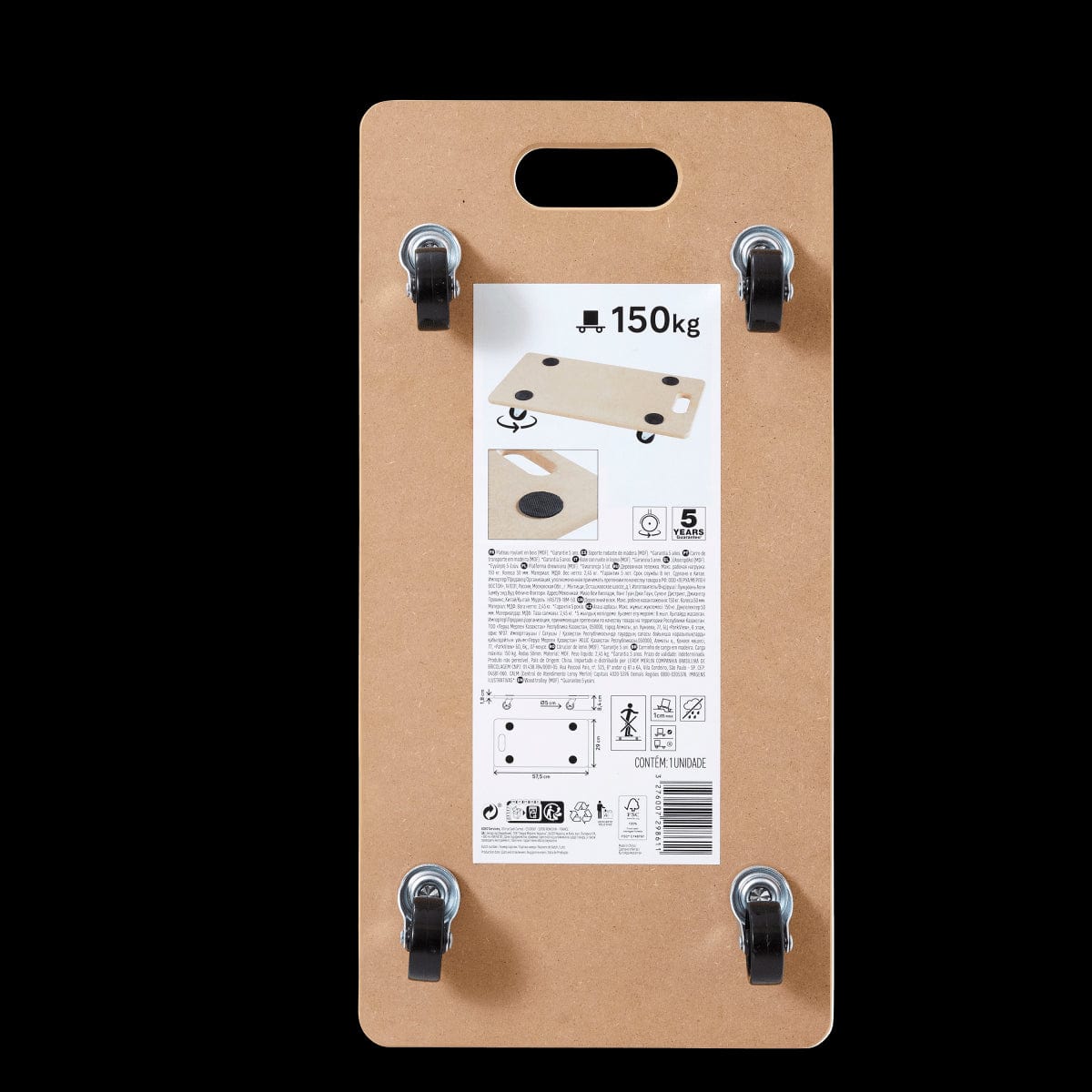 Bricocenter BASE MOVES EVERYTHING MEASURES 57.5X29 CM, CAPACITY 150 KG WITH 50MM WHEELS WITHOUT BRAKE