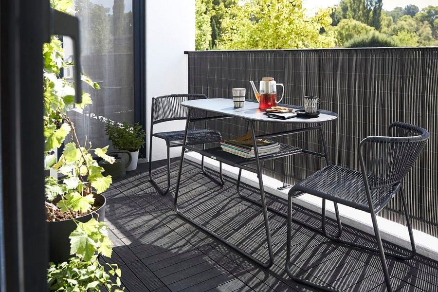 Bricocenter DUO TABLE NATERIAL steel and wicker 55X120X72H cm anthracite