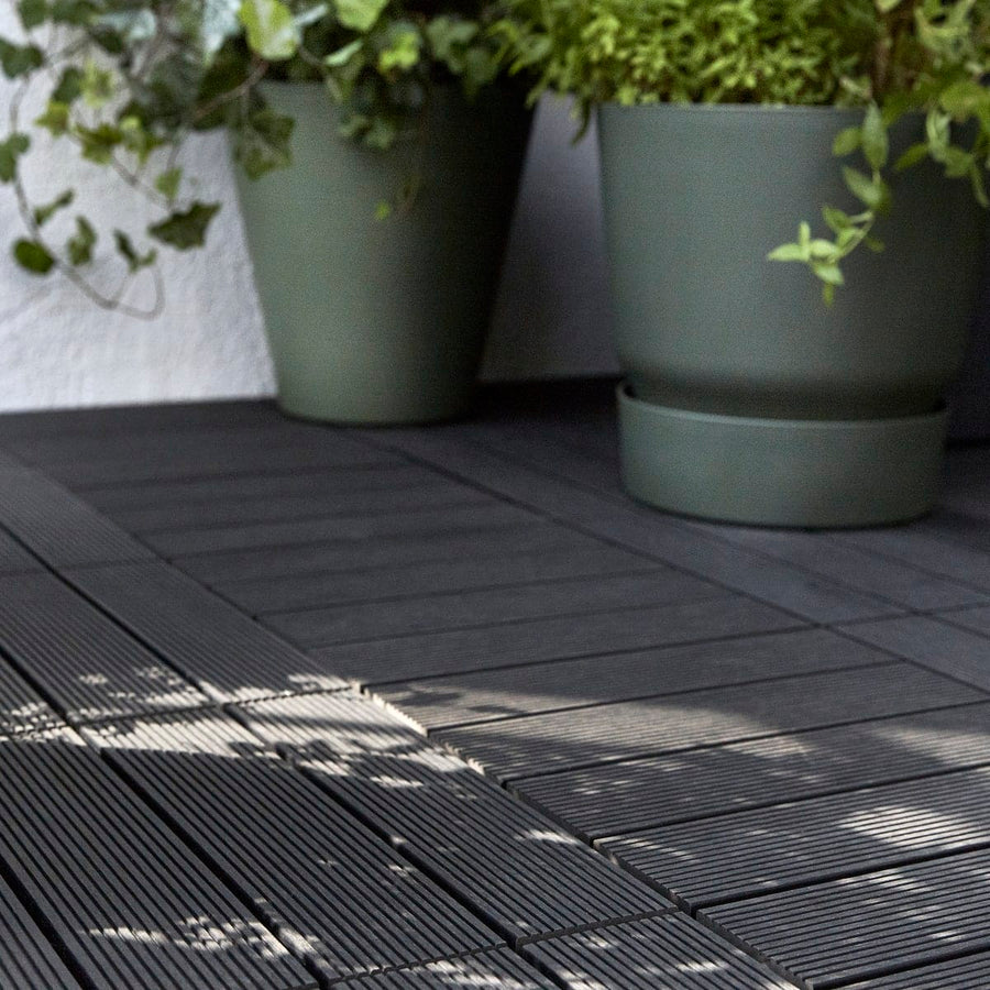 Bricocenter NATERIAL INTERLOCKING COMPOSITE TILE WITH CLIP 30X30CM DARK GREY