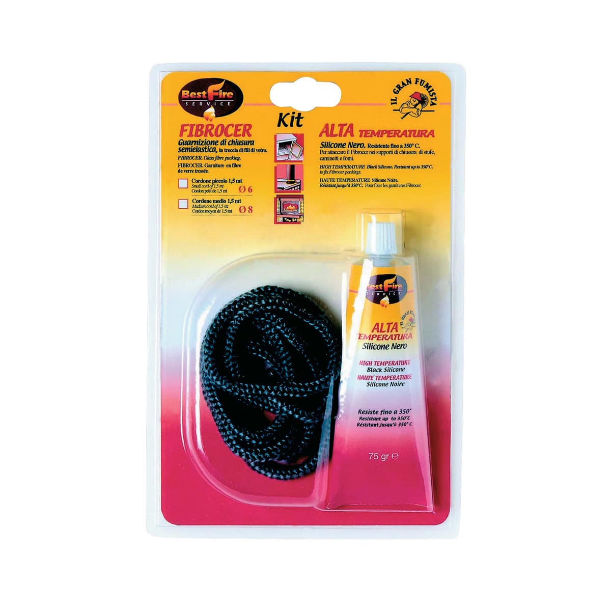 Bricocenter SILICONE + FIBROCER KIT GASKET - HIGH TEMPERATURE D 6 MM