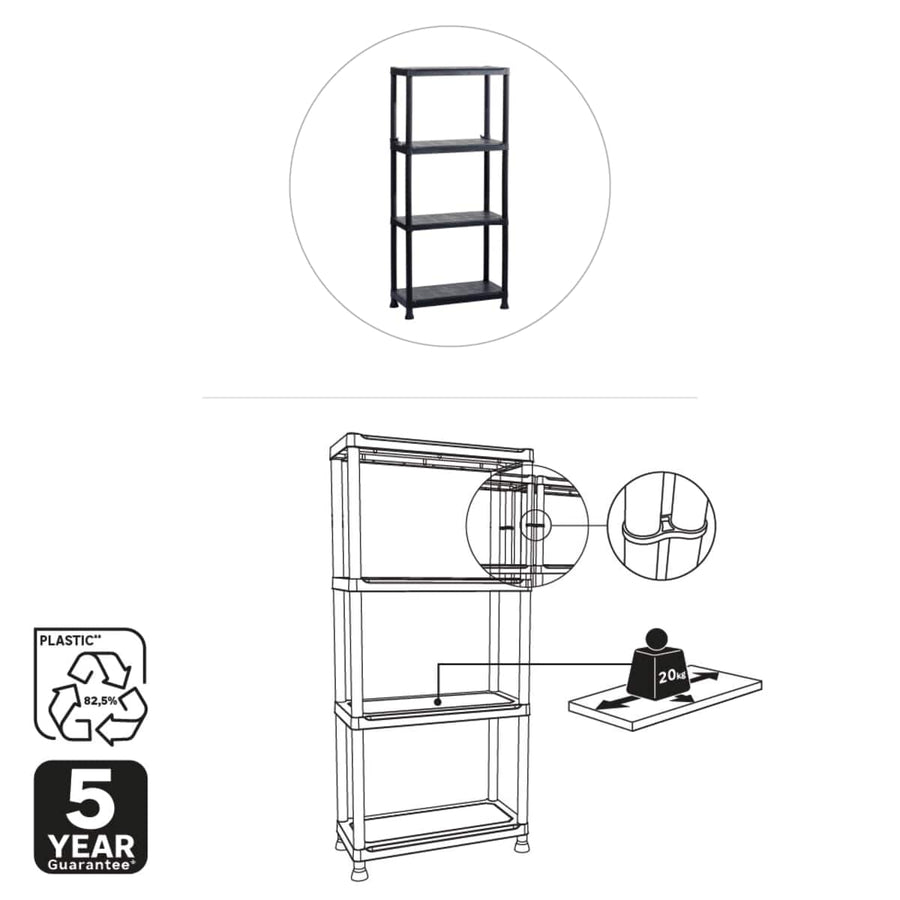 Bricocenter RESIN SHELF 4 SHELVES 60X30X135 CM