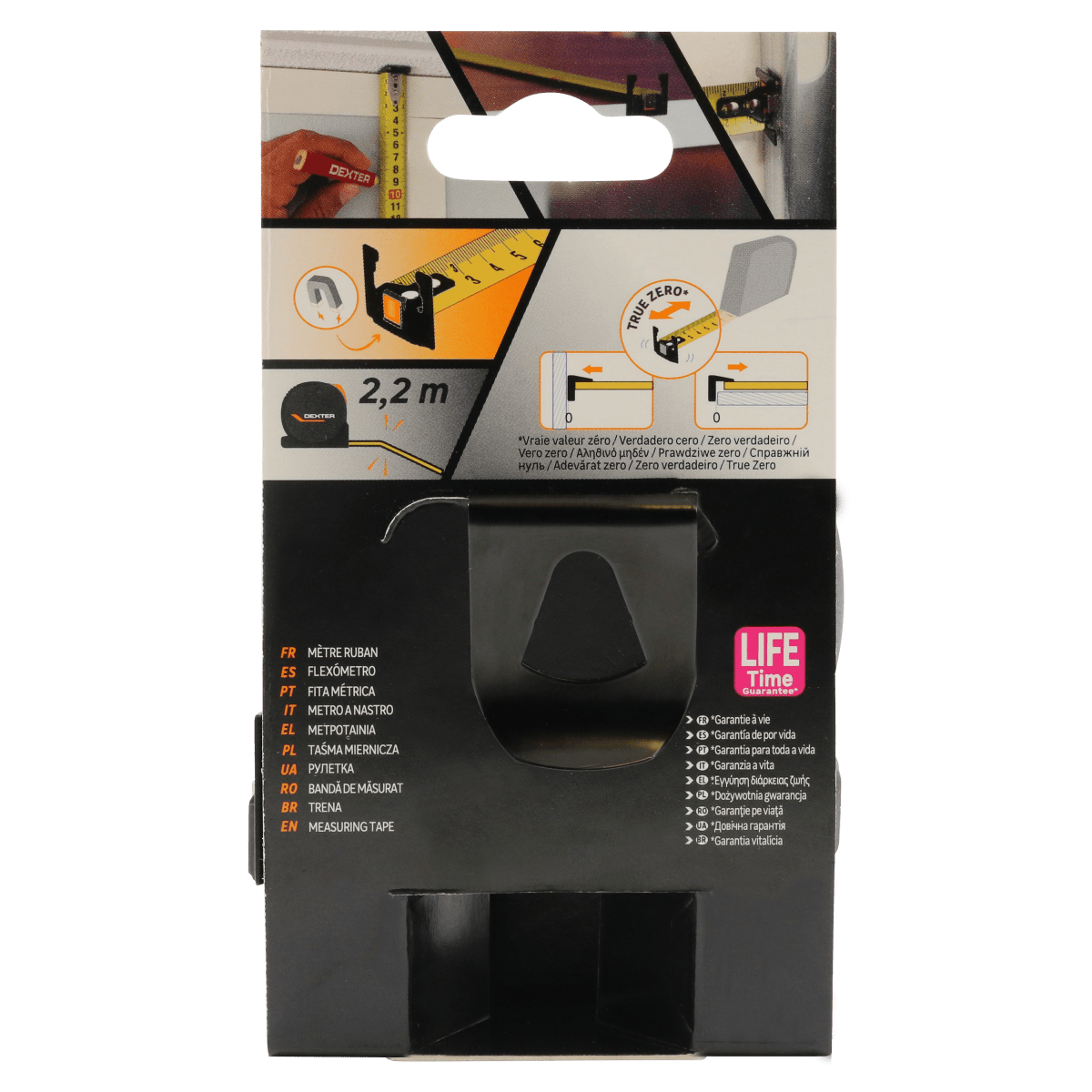 8 M X 25 MM DEXTER PRO FLEXOMETER WITH MAGNET, BIMATERIAL SHELL, 2-SIDED GRADATION