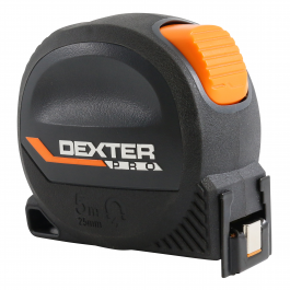 FLEXOMETER 5 MT X 25 MM DEXTER PRO WITH MAGNET, BIMATERIAL SHELL, 2-SIDED GRADING,