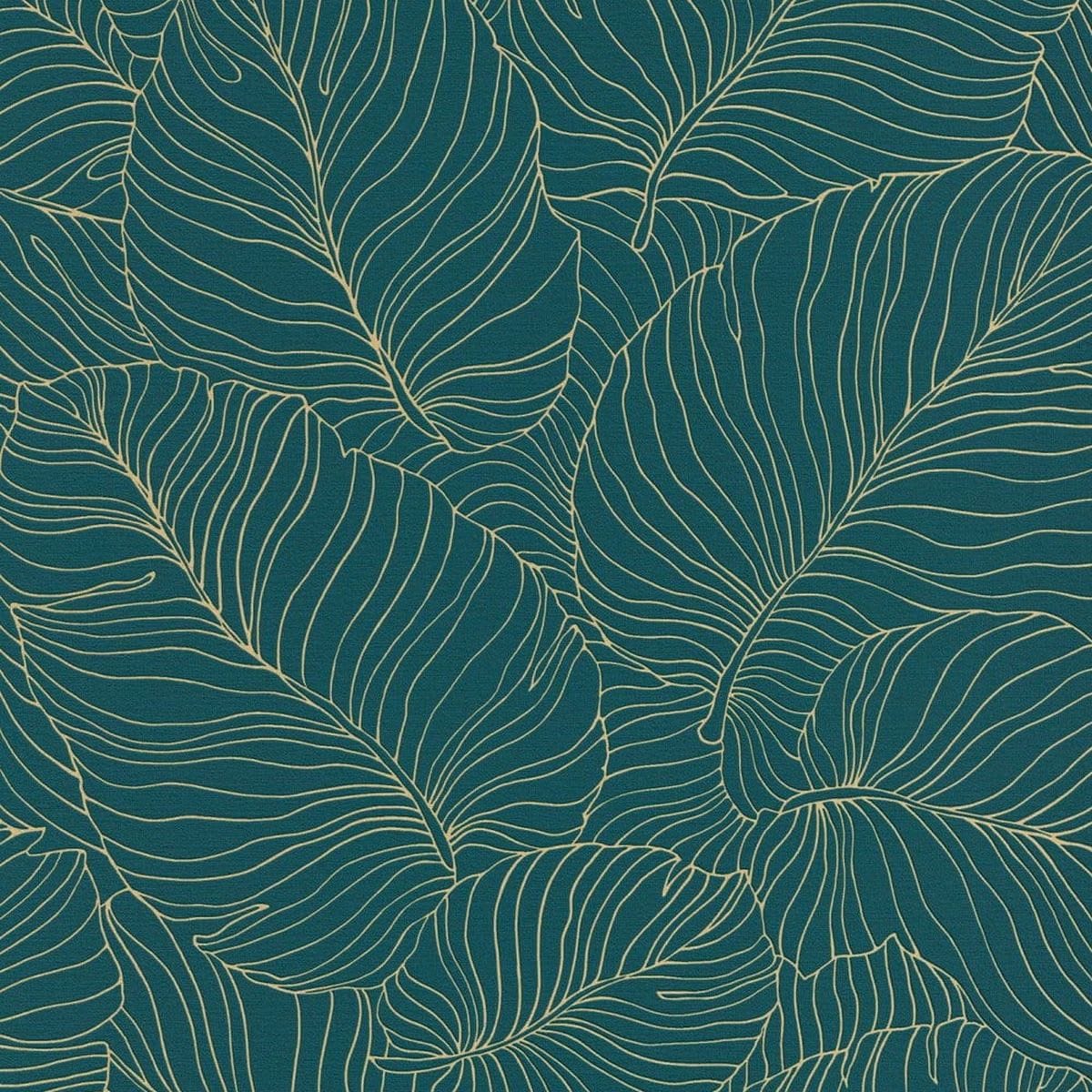 GREEN AND GOLD BANANA LEAF WALLPAPER 53CMX10.5M