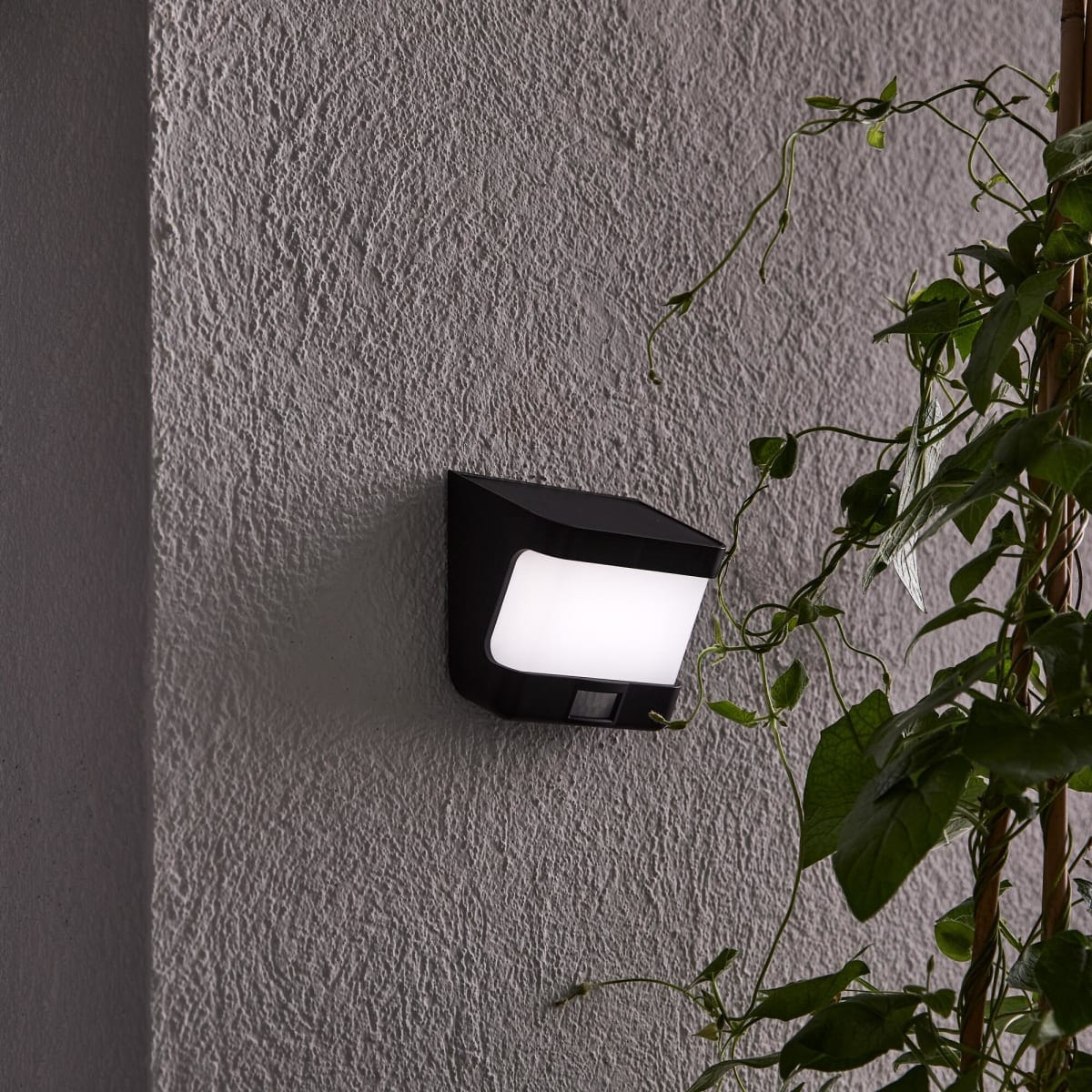 Bricocenter SOLAR WALL SCONCE FANO PLASTIC BLACK LED 8W WITH SENSOR IP54