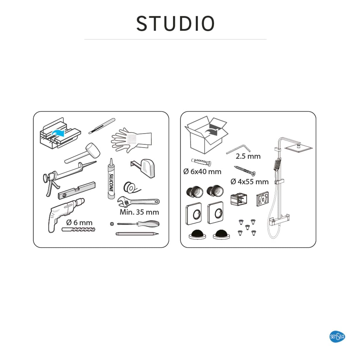 Bricocenter KIT DOCCIA STUDIO NERO CON TERMOSTATICO SENSEA