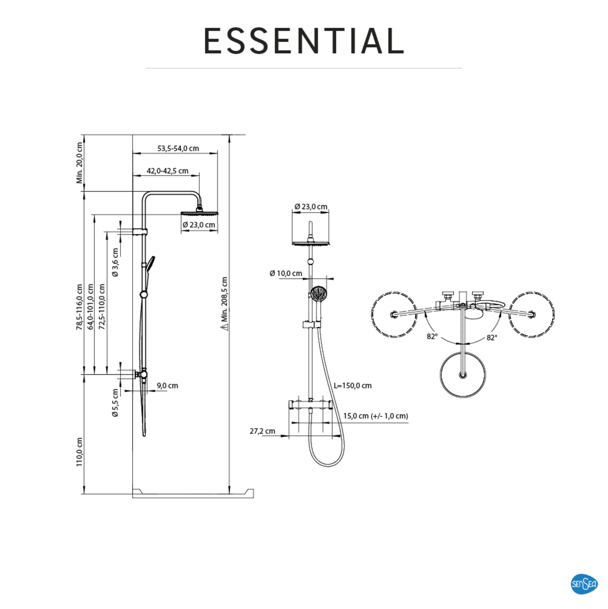 ESSENTIAL SHOWER KIT WITH THERMOSTAT CHROME