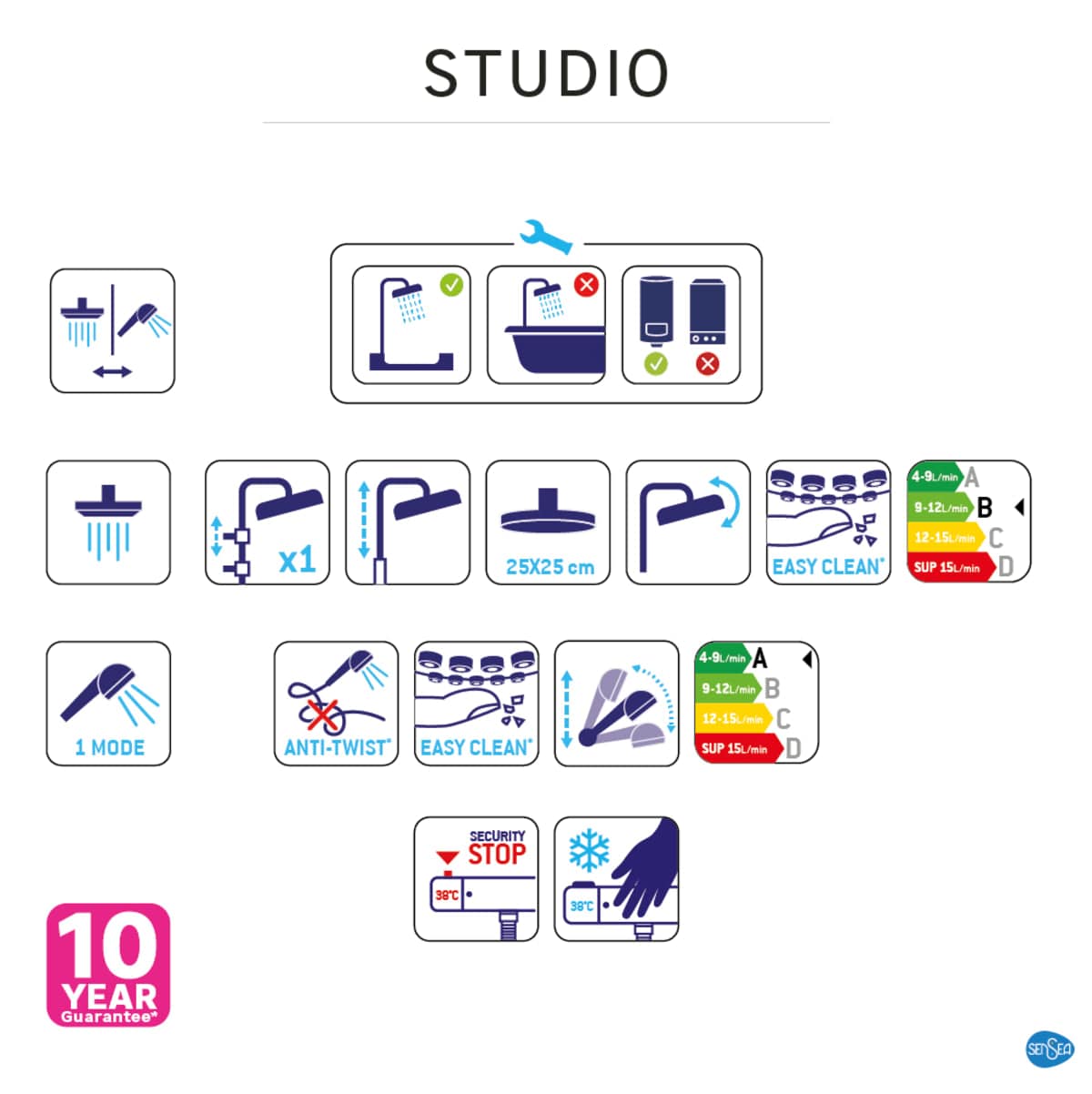 Bricocenter KIT DOCCIA STUDIO CROMO CON TERMOSTATICO SENSEA