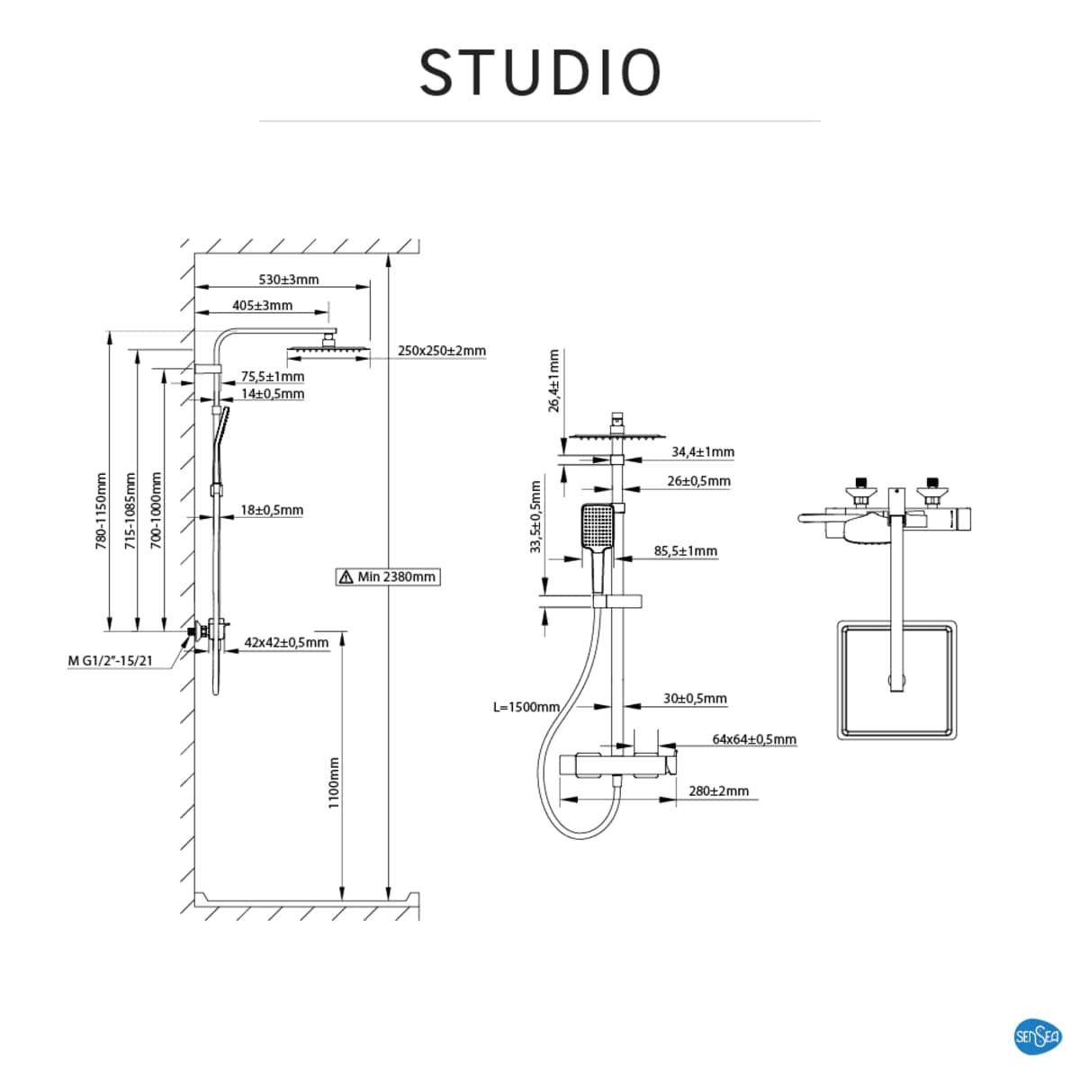 Bricocenter KIT DOCCIA STUDIO NERO CON TERMOSTATICO SENSEA