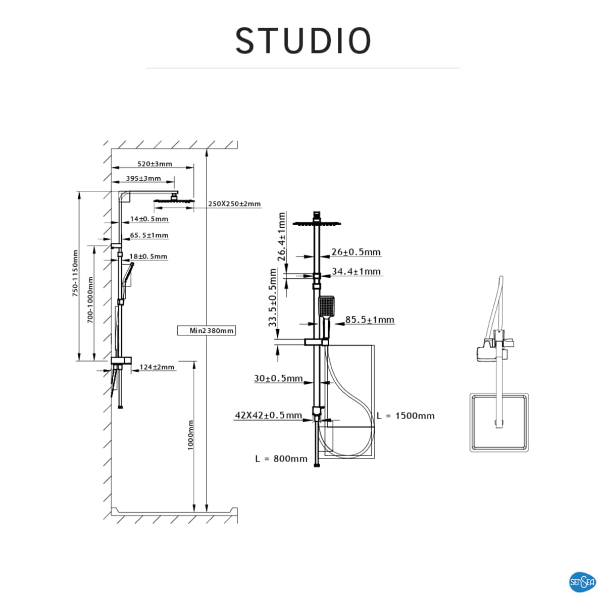Bricocenter KIT DOCCIA STUDIO NERO CON DEVIATORE SENSEA