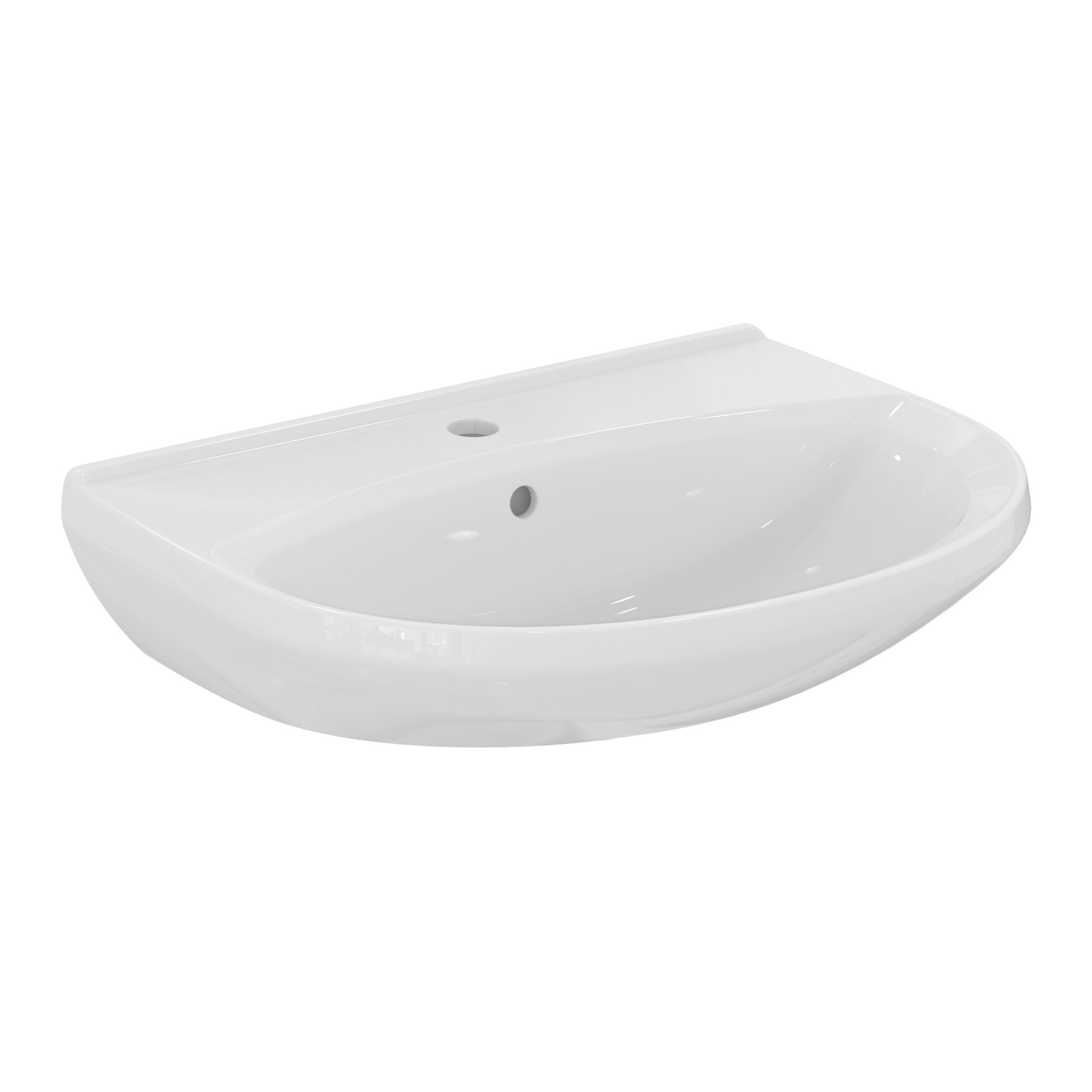Alpha 60 washbasin, 1 tap hole, white