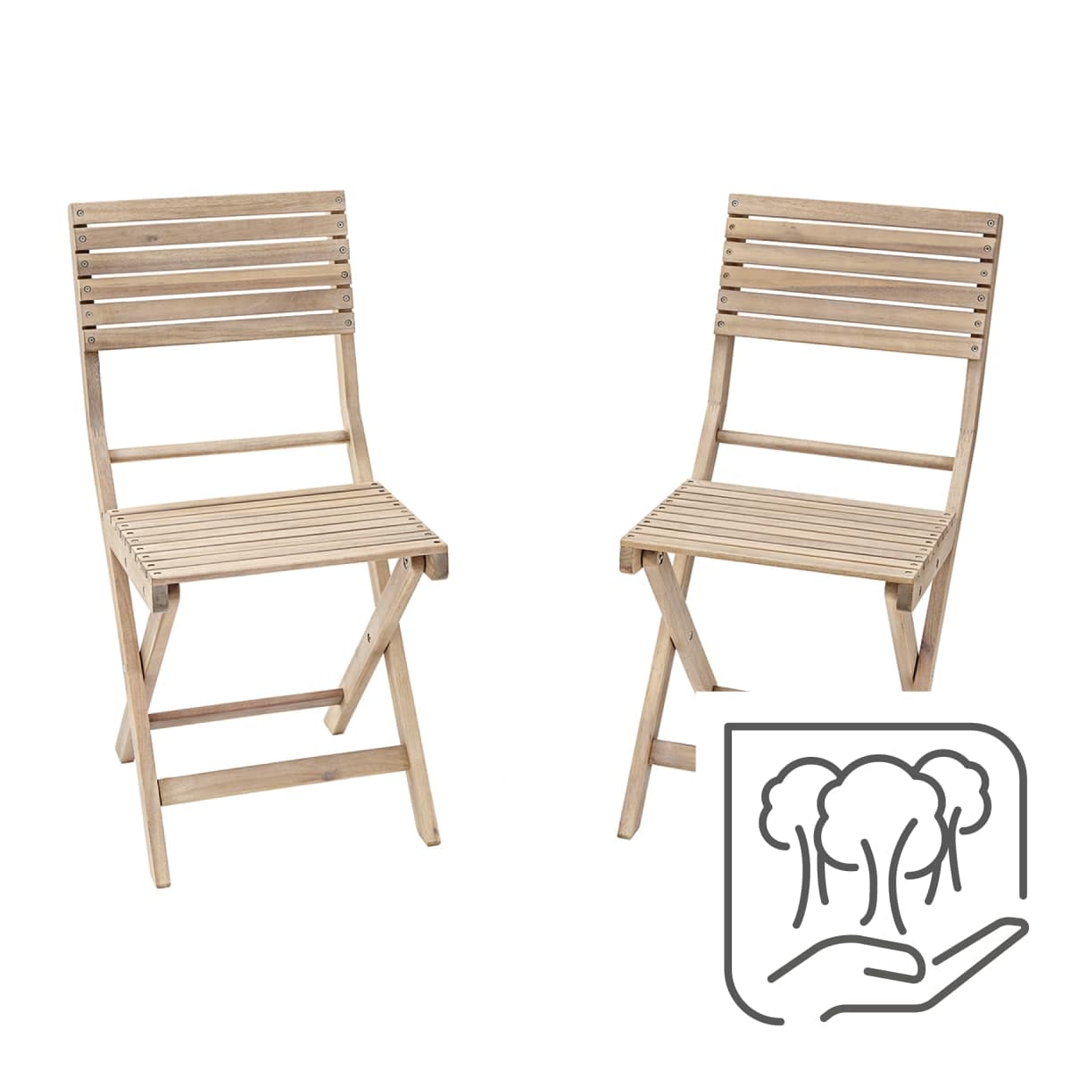 Bricocenter SOLIS NATIALAL - Set of 2 folding Chairs - wood Acacia 38x51xh81