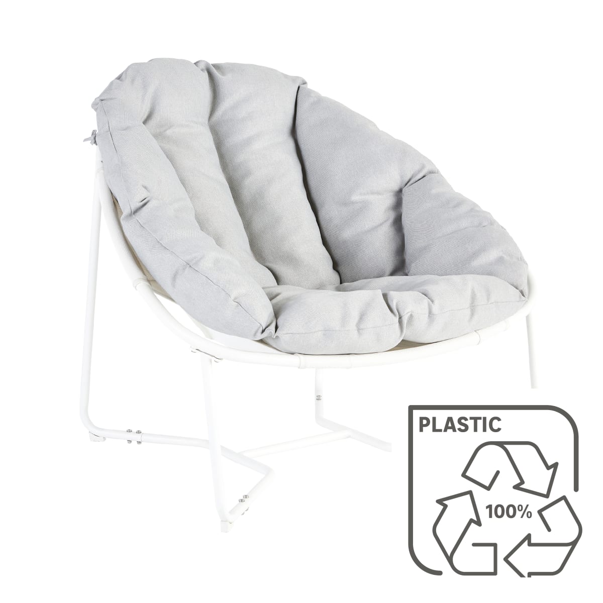 MOON NATERIAL WHITE 92X95.5X79.6 ARMCHAIR WITH UPHOLSTERED CUSHION