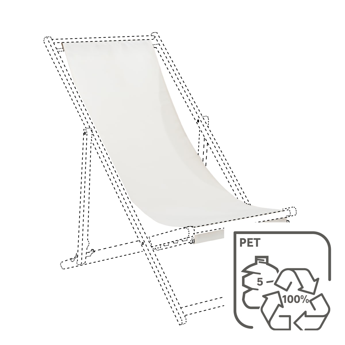 Naterial Solis deck chair in FSC acacia, 60x95x98 cm, cream