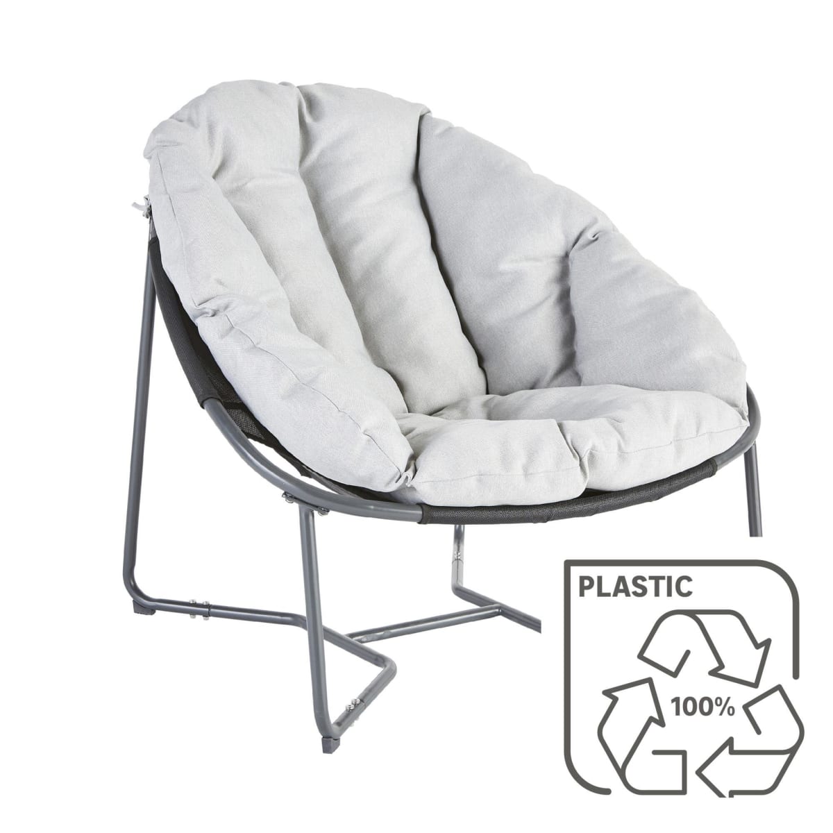 COCOON NATERIAL ANTHRACITE ARMCHAIR 92X95.5X79.5 WITH UPHOLSTERED CUSHION