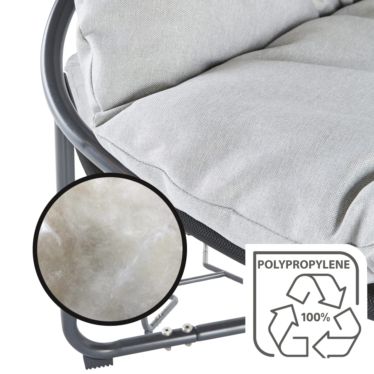COCOON NATERIAL ANTHRACITE ARMCHAIR 92X95.5X79.5 WITH UPHOLSTERED CUSHION