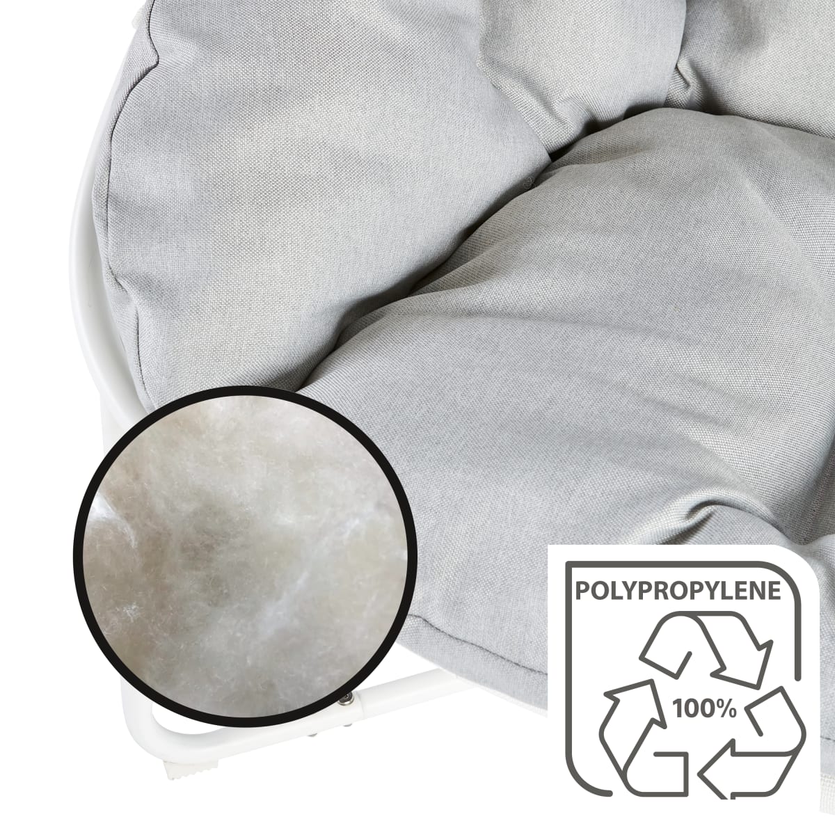 MOON NATERIAL WHITE 92X95.5X79.6 ARMCHAIR WITH UPHOLSTERED CUSHION