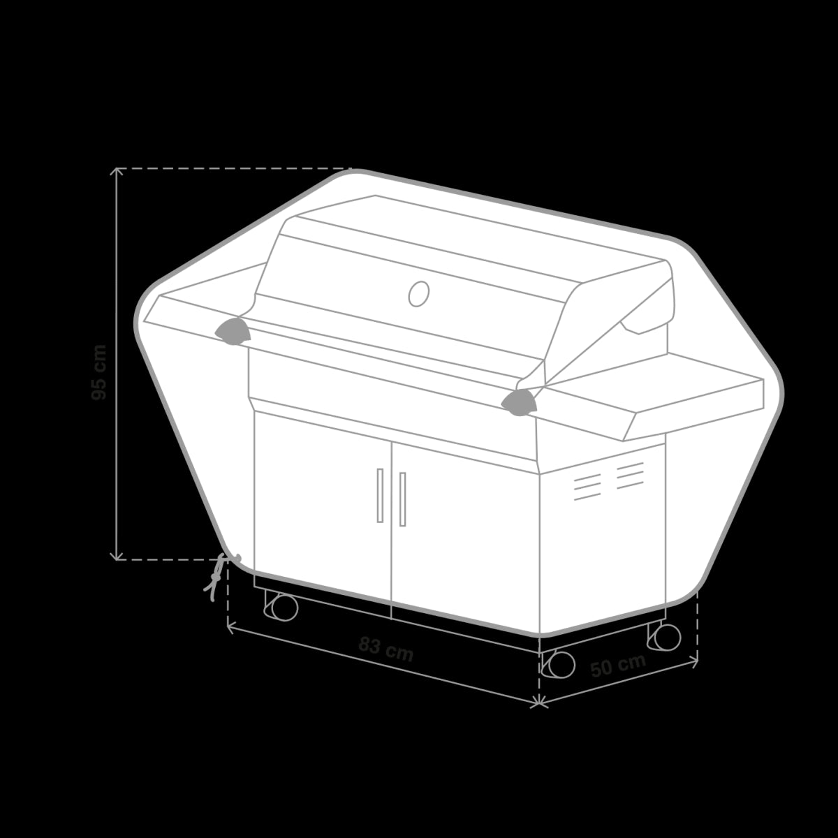 83X50X95CM LIGHT GRAY TWO BURNER GAS BBQ COVER