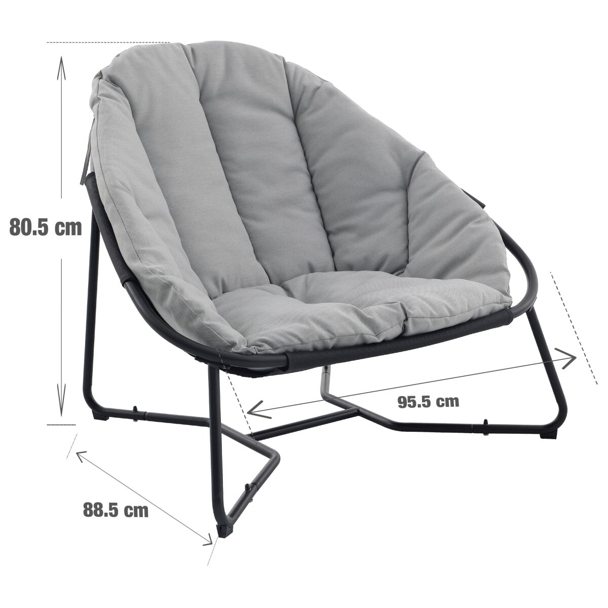 COCOON NATERIAL ANTHRACITE ARMCHAIR 92X95.5X79.5 WITH UPHOLSTERED CUSHION