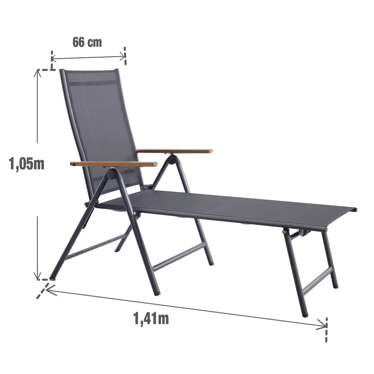 Bricocenter NATERIAL ORIS ORIGAMI MULTI-POSITION LOUNGER ALUMINIUM TEXTILENE ANTHRACITE