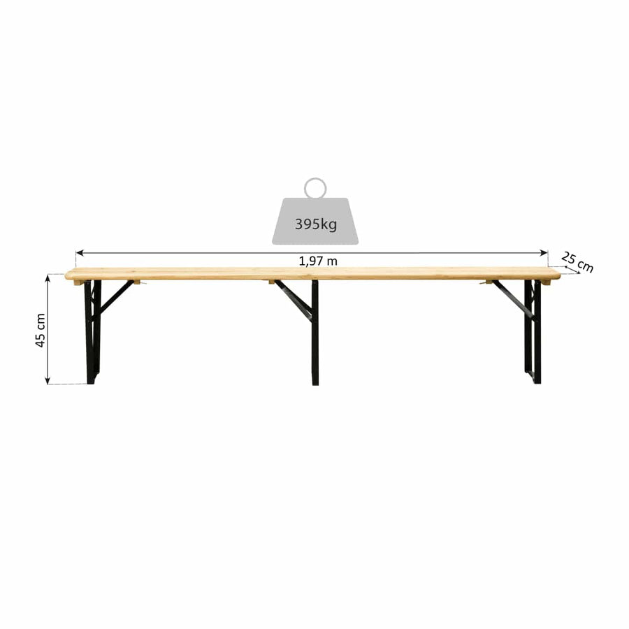 Bricocenter FIRA SET 8 Seats table 187X60cm and 2 benches in pine and steel