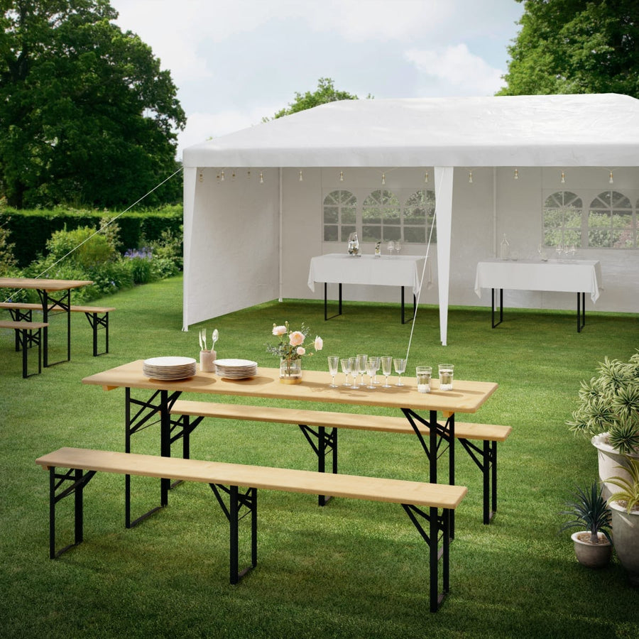 Bricocenter FIRA SET 8 Seats table 187X60cm and 2 benches in pine and steel