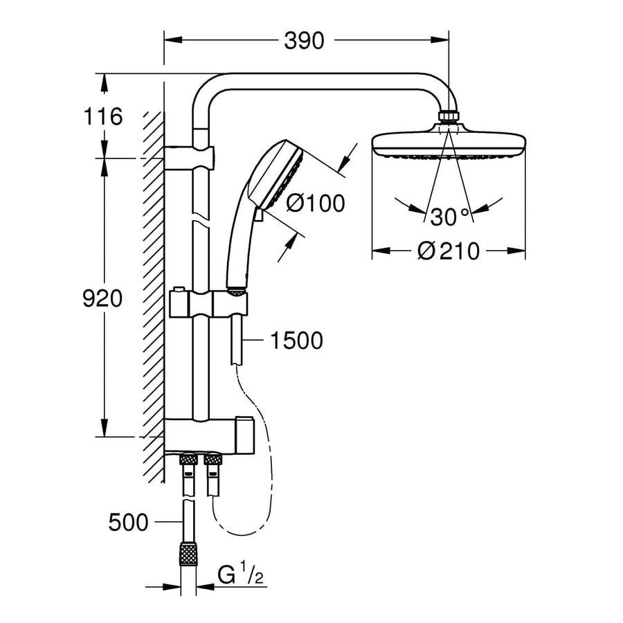 Bricocenter SHOWER KIT VITALIO START CLOVA 210 CHROME