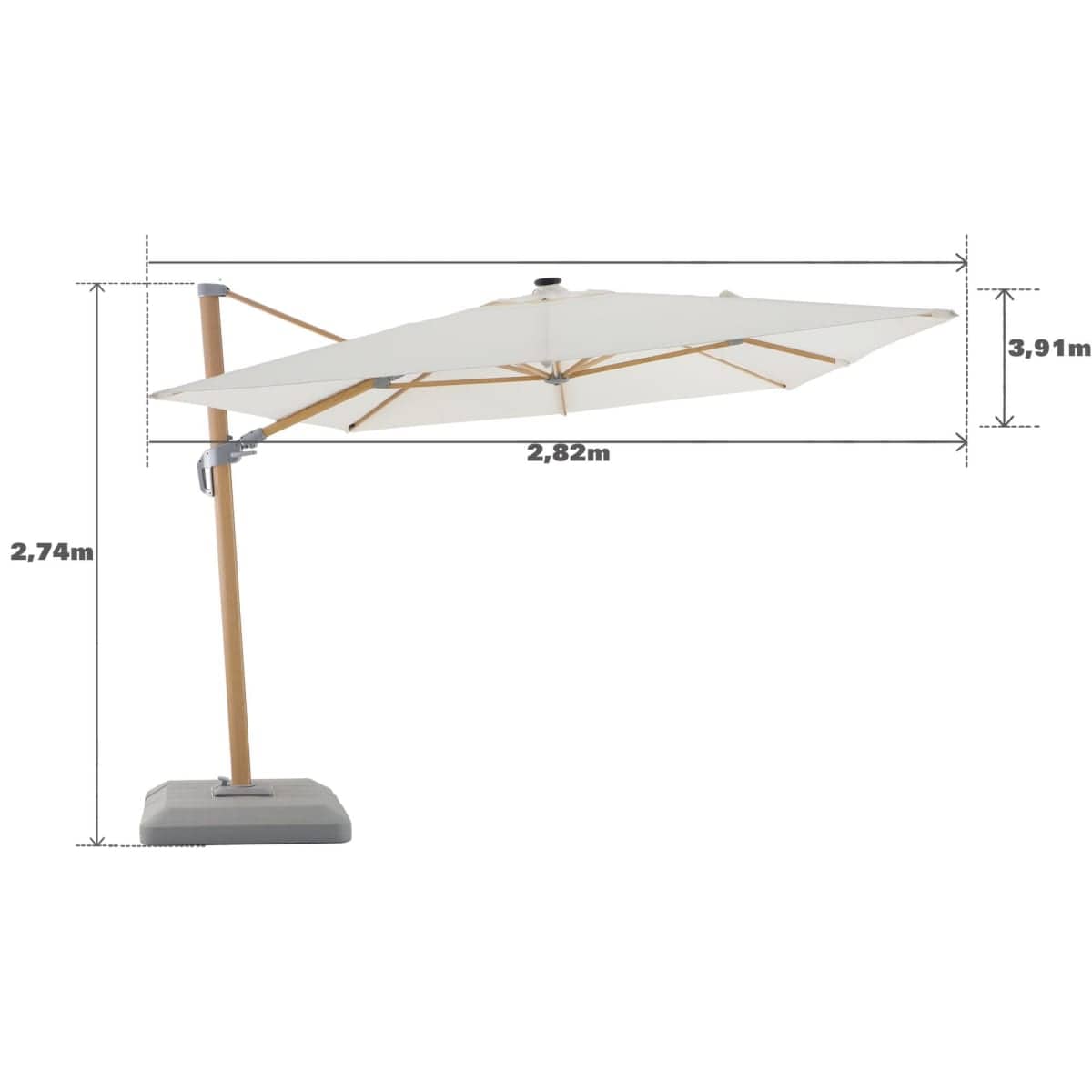 Bricocenter SONORA NATERIAL Umbrella with arm aluminum 280X390 white with led lighting