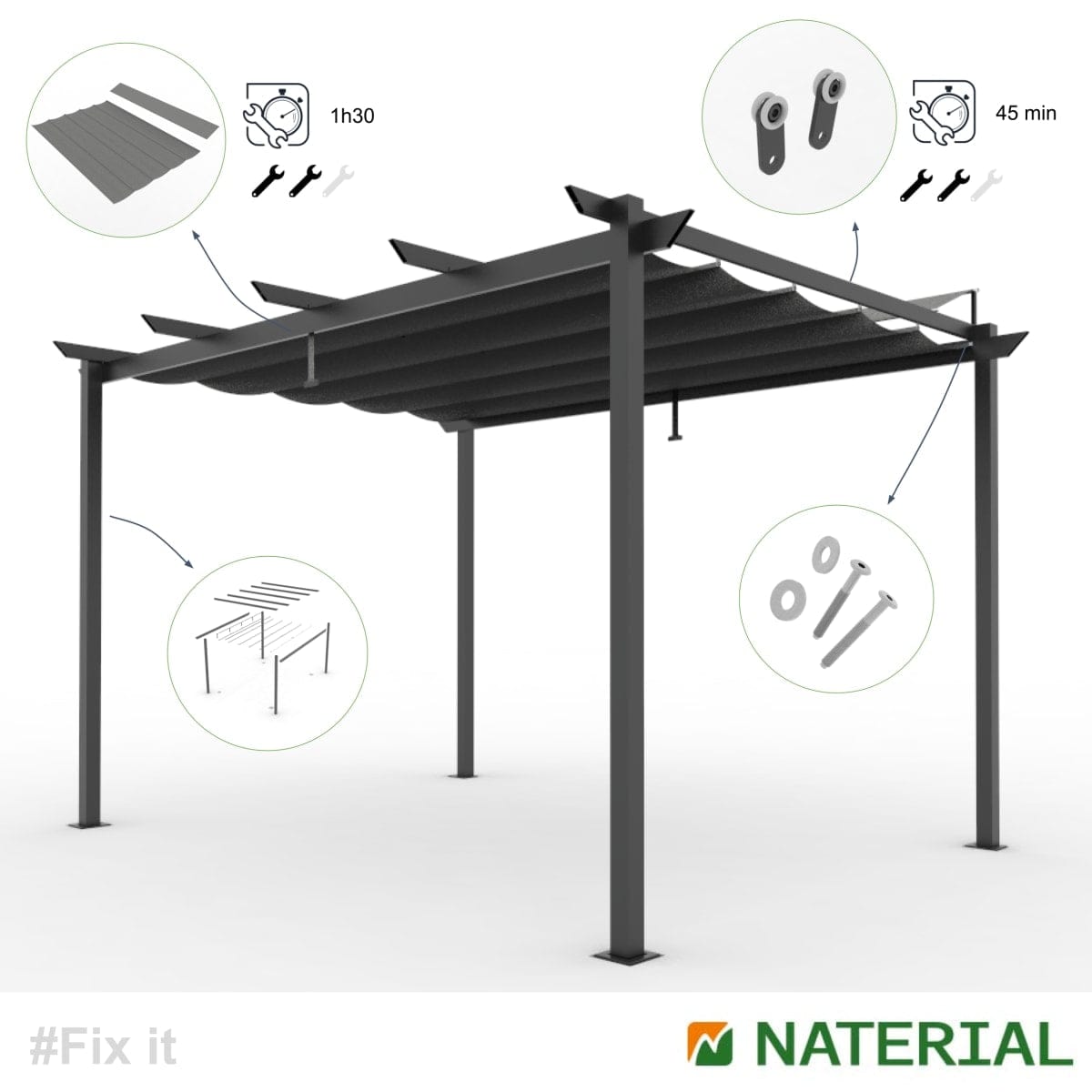 Bricocenter OMEGA NATERIAL ALUMINUM PERGOLA 282X400 WOOD EFFECT