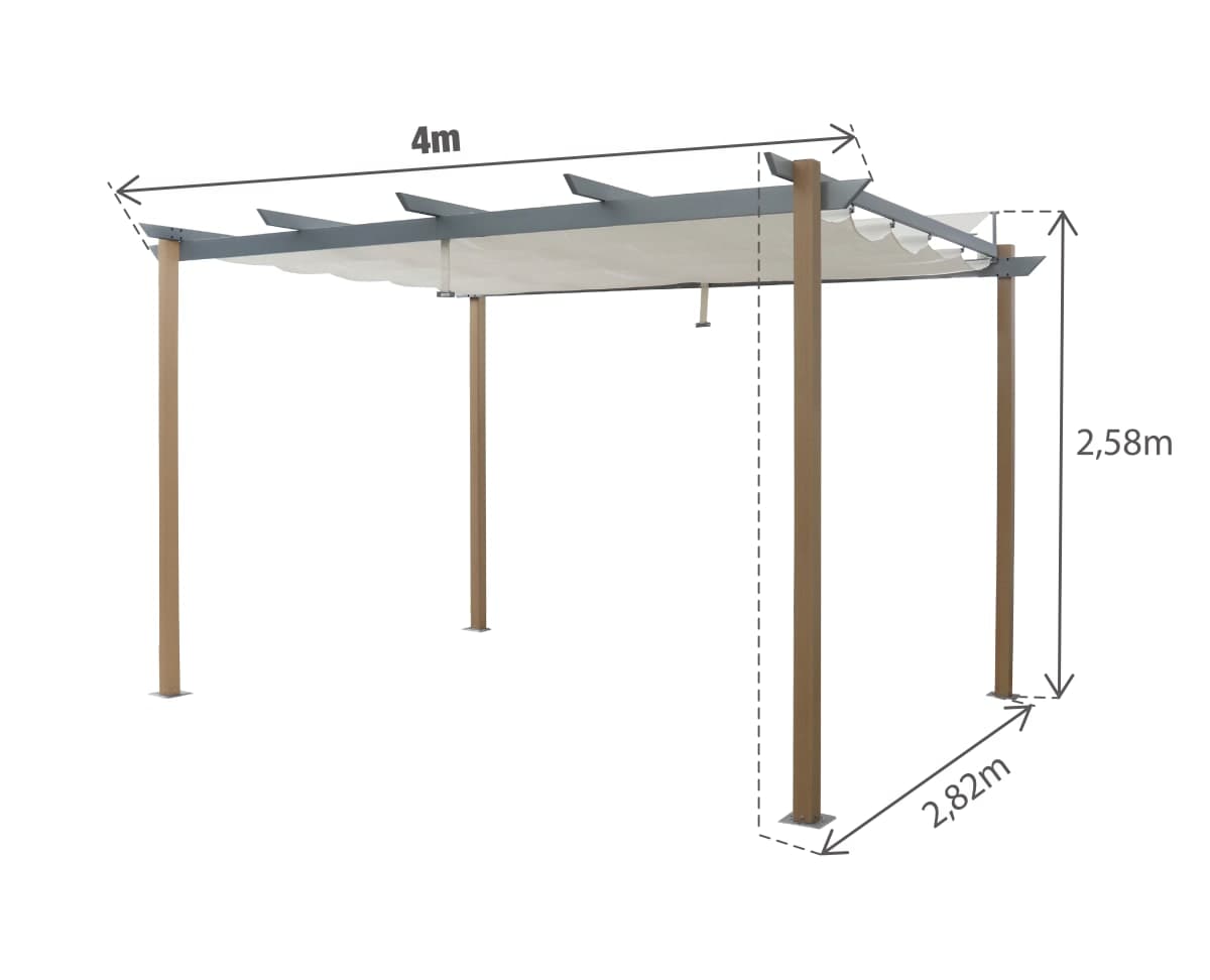 Bricocenter OMEGA NATERIAL ALUMINUM PERGOLA 282X400 WOOD EFFECT