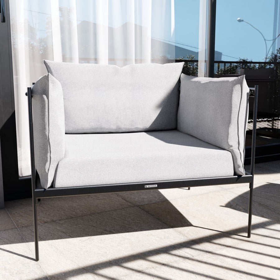 Bricocenter COFFEE SET 2 Seats naterial, 2 aluminum armchairs and table with anthracite glass top