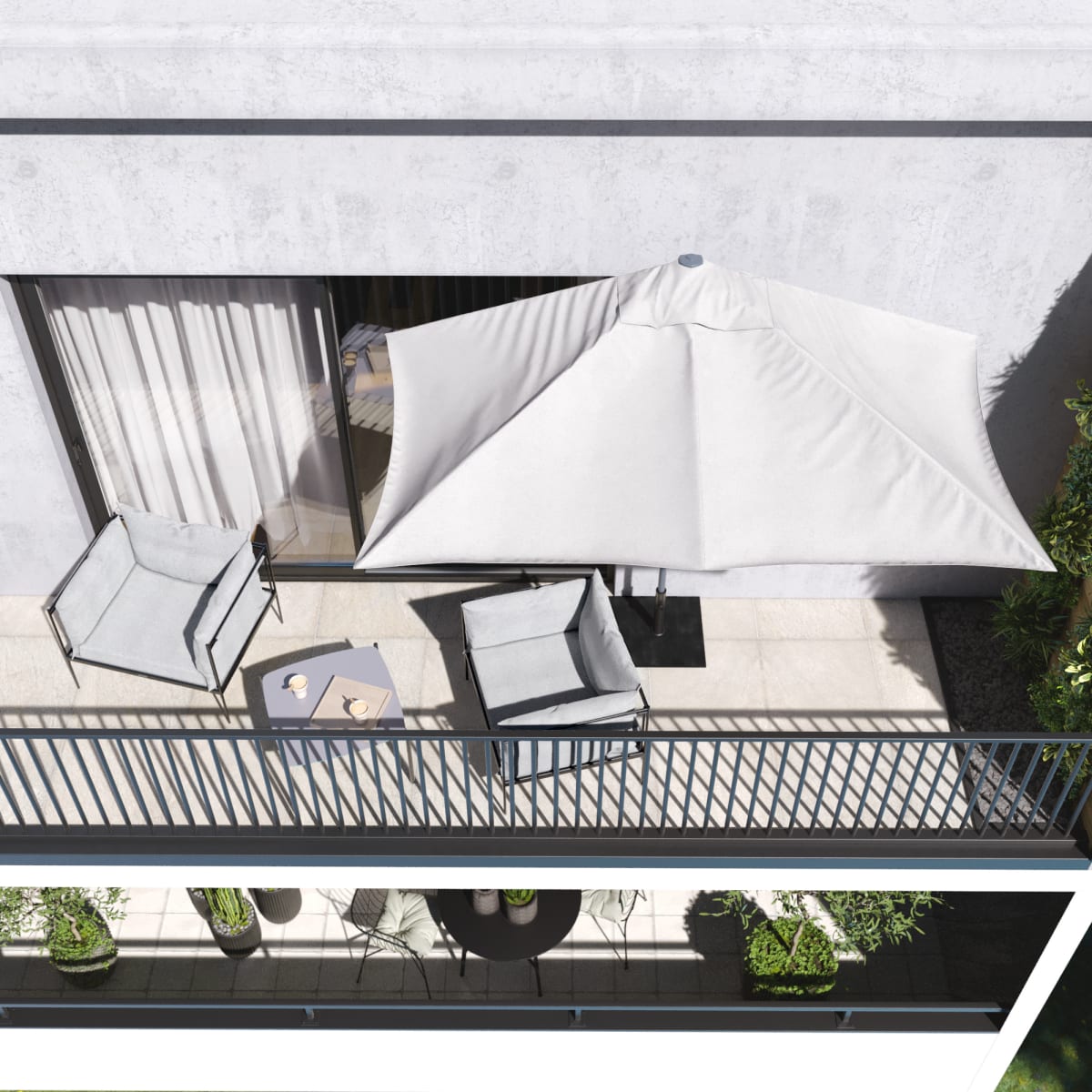 Half round balcony umbrella arkea Naterial in aluminum 270X135 white