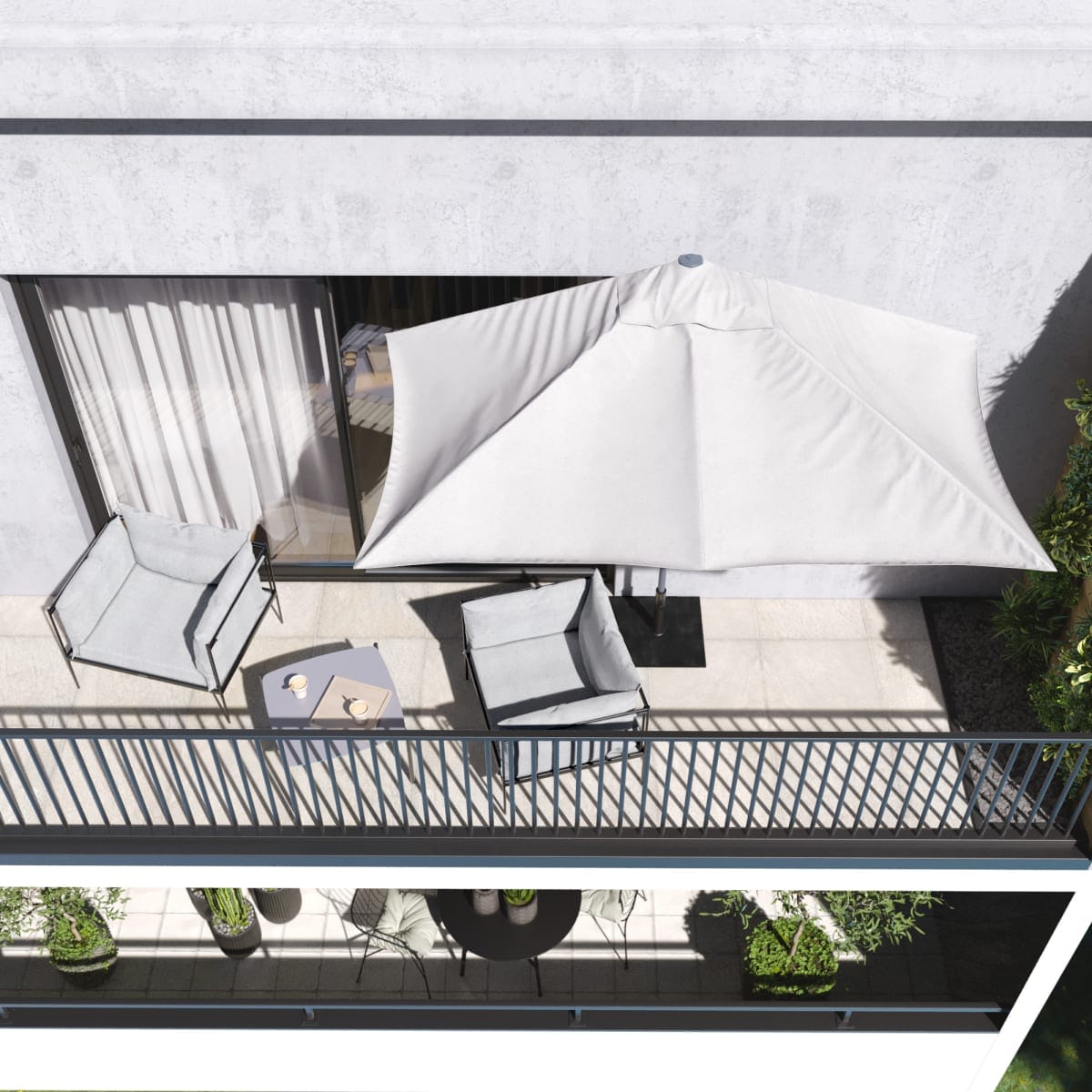Bricocenter Half round balcony umbrella arkea Naterial in aluminum 270X135 white