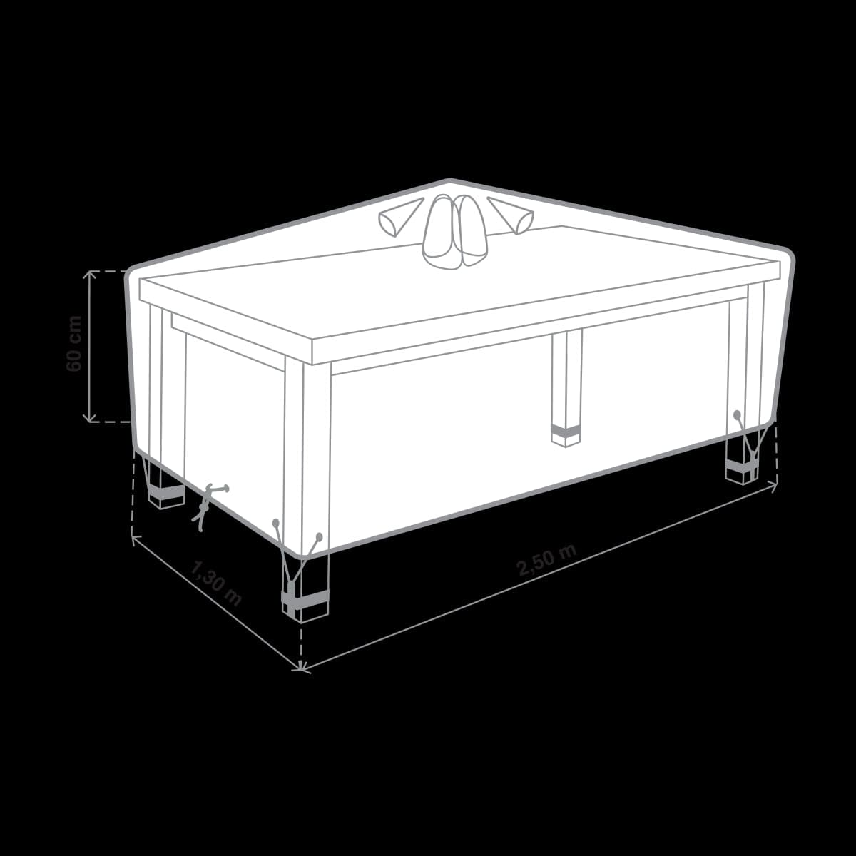 Bricocenter COVER FOR RECTANGULAR TABLE 250X130X60 LIGHT GREY