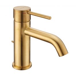 TAYRONA BASIN MIXER WITH BRUSHED GOLD WASTE