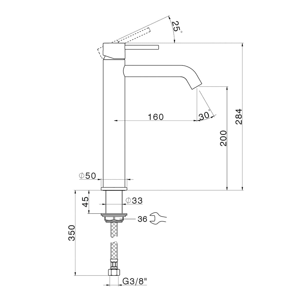 Bricocenter MISCELATORE LAVABO ALTO TAYRONA SENZA SCARICO NICKEL SPAZZOLATO