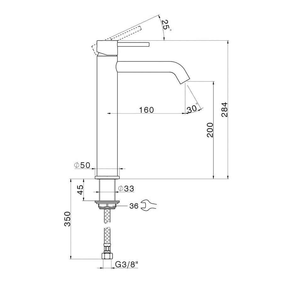 Bricocenter MISCELATORE LAVABO ALTO TAYRONA SENZA SCARICO NICKEL SPAZZOLATO
