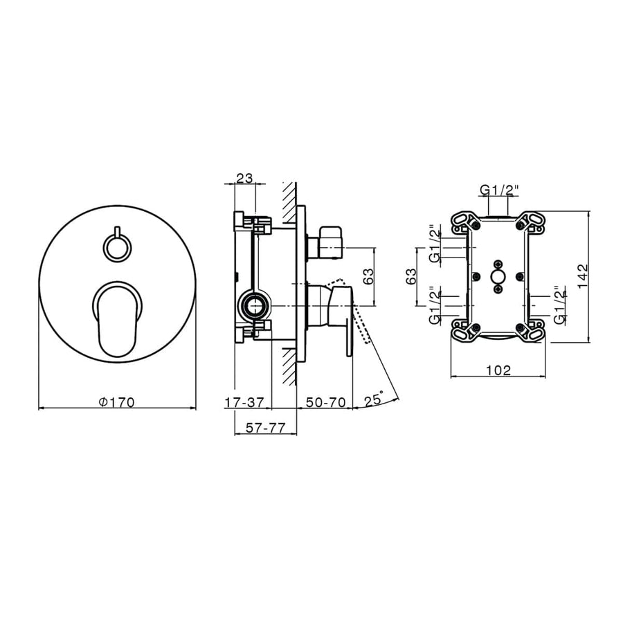 Bricocenter CONCEALED SHOWER MIXER WITH DIVERTER PLANO MATT BLACK