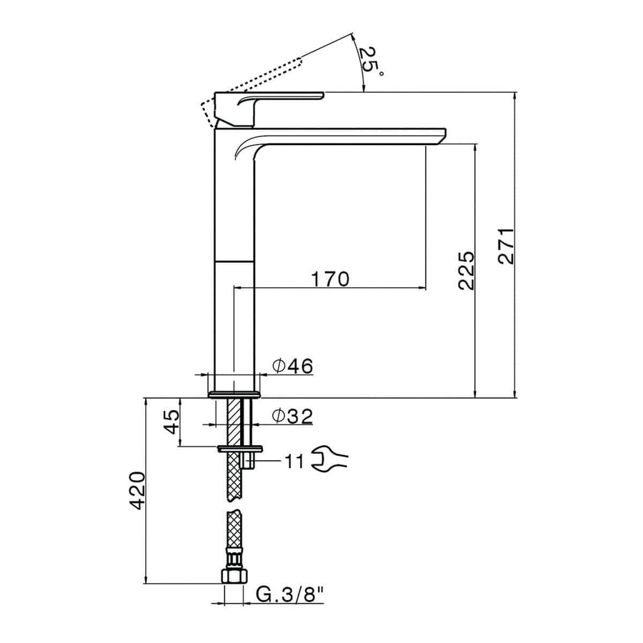 Bricocenter MISCELATORE LAVABO ALTO PLANO SENZA SCARICO CROMO