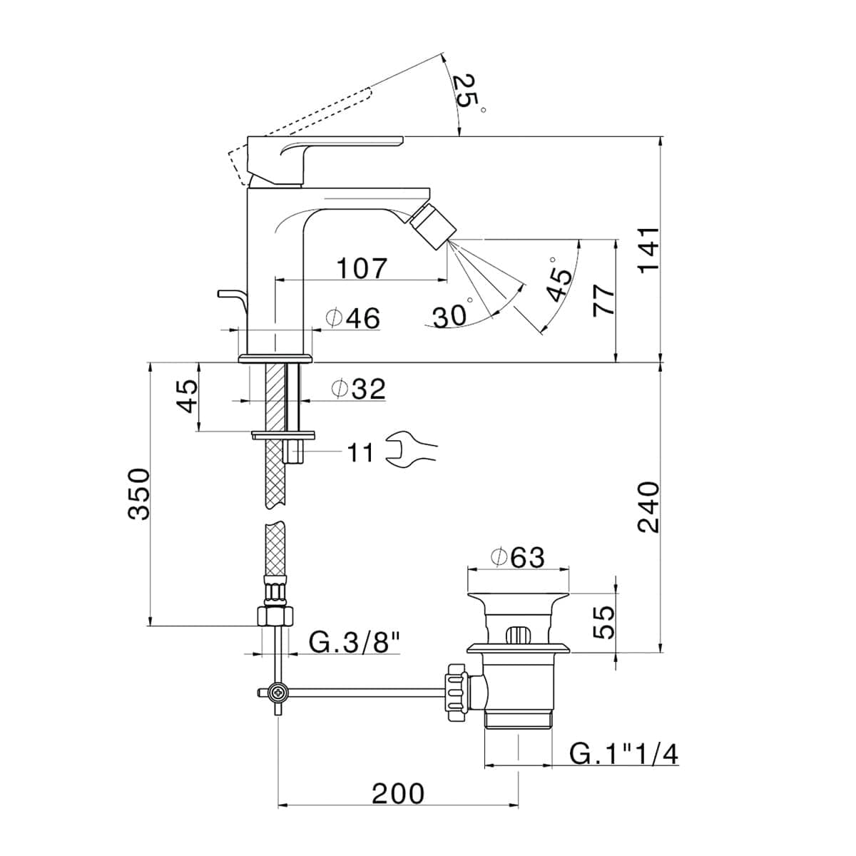 Bricocenter PLANO BIDET MIXER WITH CHROME WASTE