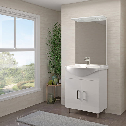Bricocenter SIMONA 65 WHITE BATHROOM CABINET WITH MIRROR