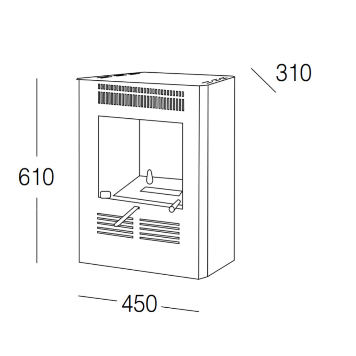 BIOETHANOL STOVE RUBY BURGUNDY H 61 L47 P 36