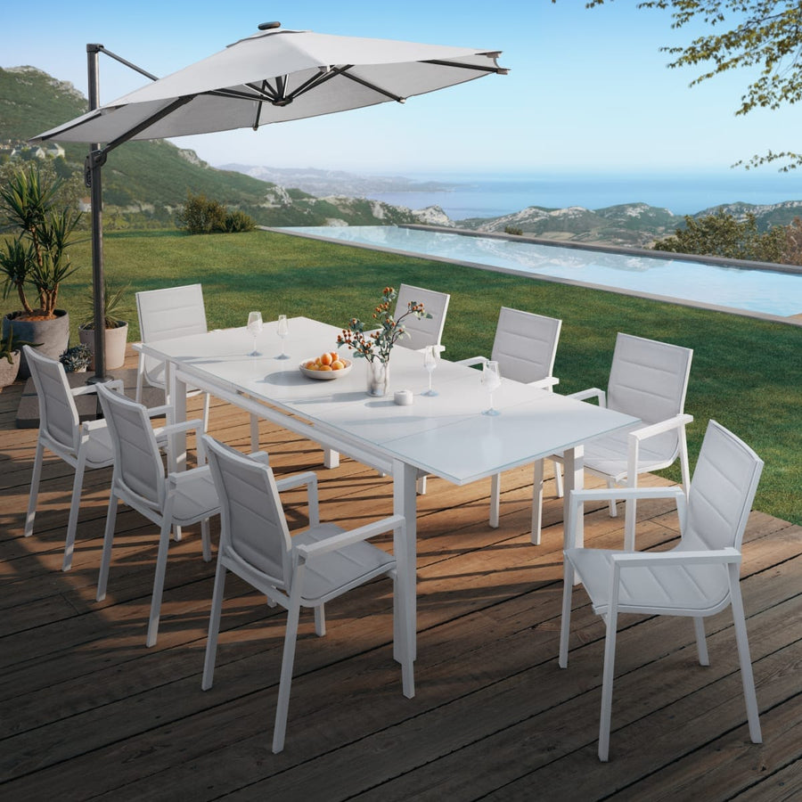 Bricocenter TABLE ODYSSEA II EASY NATERIAL 180/240X100 WHITE ALUMINIUM GLASS