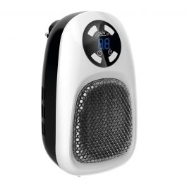 PLUGY 500W CERAMIC FAN HEATER, 2 SPEEDS LCD DISPLAY TIMER 12 H -BLACK AND WHITE