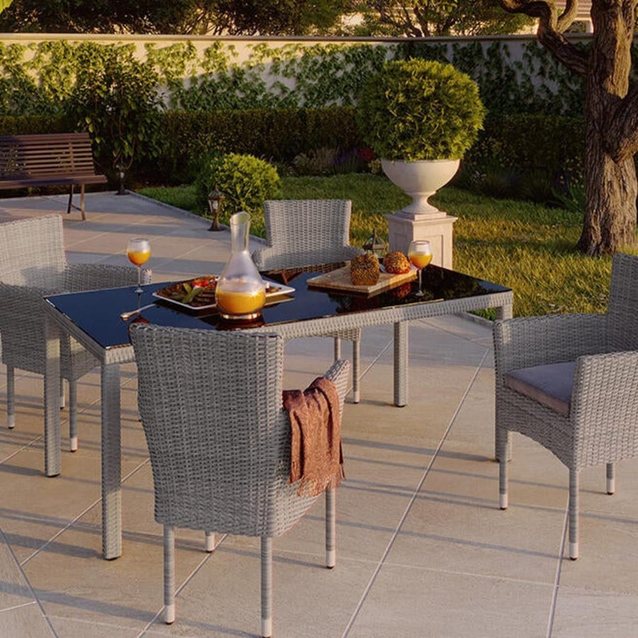 Bricocenter DAVOS NATERIAL TABLE 90X180X74 synthetic wicker aluminum and glass