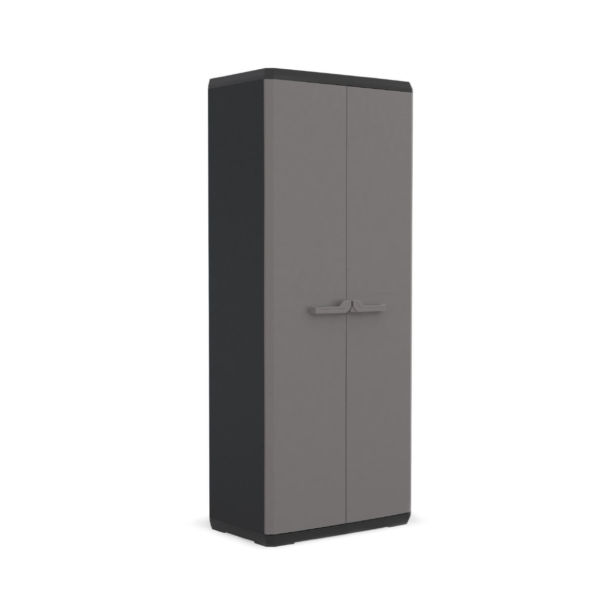 HIGH ALL-SHELF CUPBOARD 2 DOORS 3 NON-ADJUSTABLE SHELVES 68X39X166H LOAD CAPACITY 15KG DARK GREY